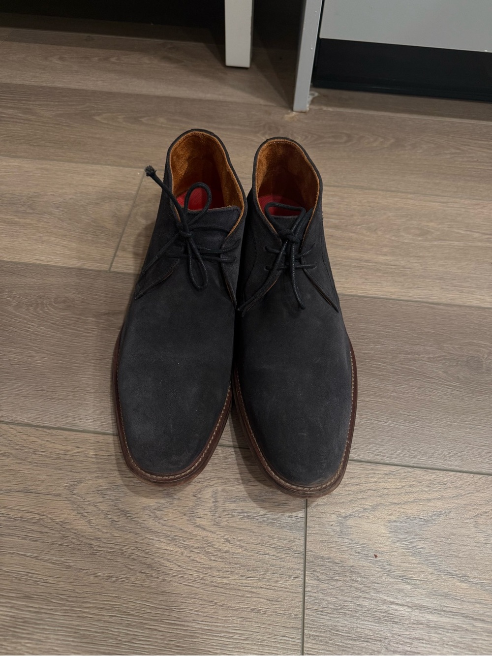 Stacy Adams Black Suede Chukka Boots with Brown Trim